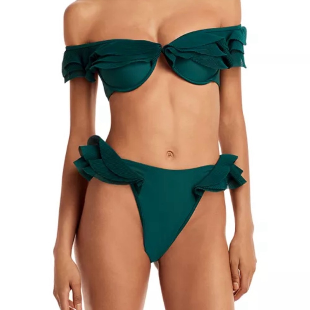 NWT Andrea Iyamah Convertible Ruffle Bikini in Emerald